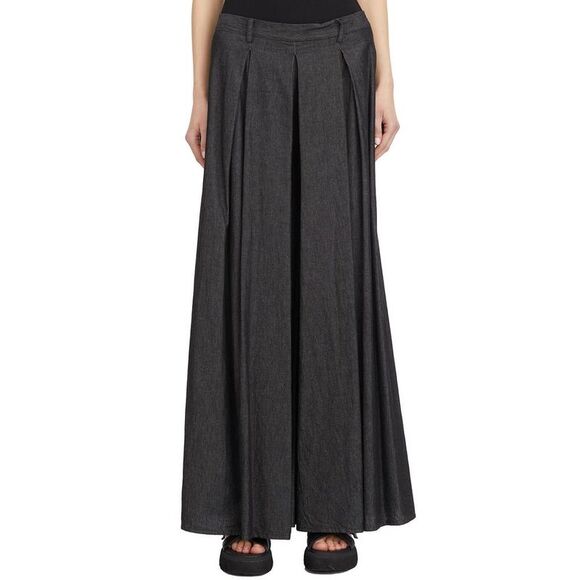 COLLECTION PRIVEE Wide Leg Pleated Full Length Pants Women BLACK